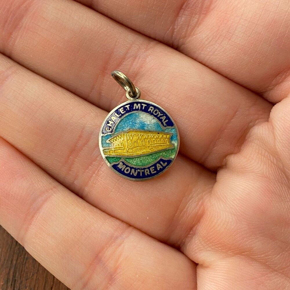 Vintage BMCo 925 Sterling Enamel "Chalet Mt Royal Montreal" Pendant Charm